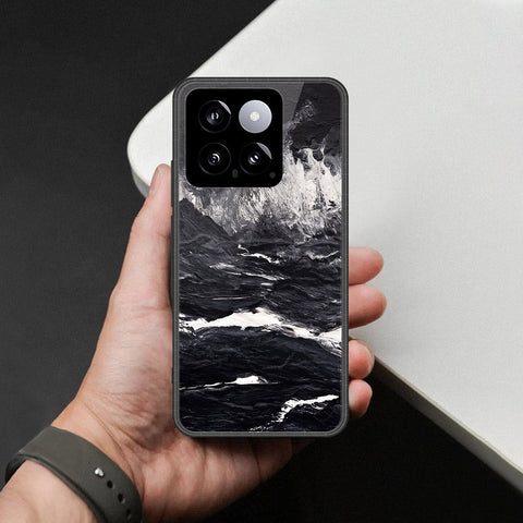 Xiaomi 14 Cover - Black Marble Series  - HQ Ultra Shine Premium Infinity Glass Soft Silicon Borders Case