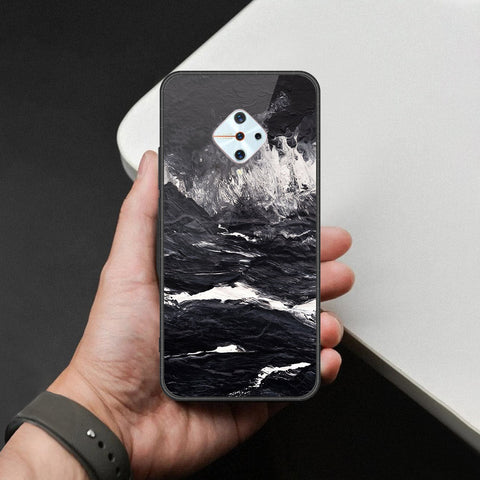 Vivo Y9s Cover - Black Marble Series  - HQ Ultra Shine Premium Infinity Glass Soft Silicon Borders Case