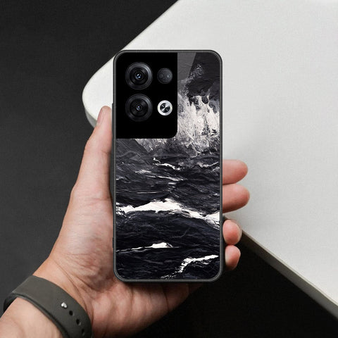 Oppo Reno 8 Pro  Cover - Black Marble Series  - HQ Ultra Shine Premium Infinity Glass Soft Silicon Borders Case