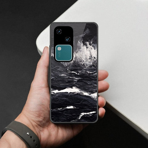 Vivo S18 Cover - Black Marble Series  - HQ Ultra Shine Premium Infinity Glass Soft Silicon Borders Case