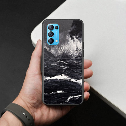 Oppo Reno 5 5G Cover - Black Marble Series  - HQ Ultra Shine Premium Infinity Glass Soft Silicon Borders Case