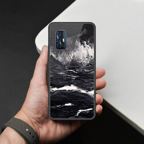 Vivo V17 Cover - Black Marble Series  - HQ Ultra Shine Premium Infinity Glass Soft Silicon Borders Case