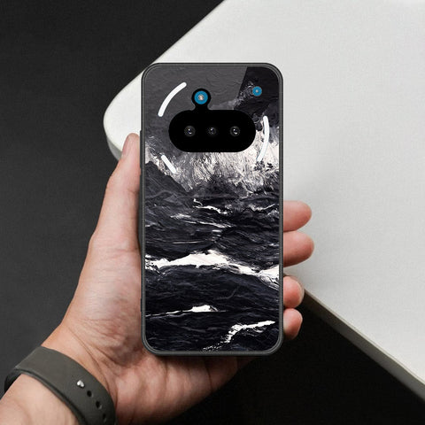 Nothing Phone 3a Cover - Black Marble Series  - HQ Ultra Shine Premium Infinity Glass Soft Silicon Borders Case