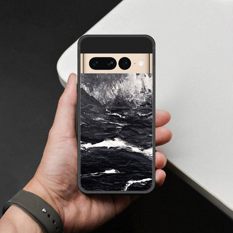 Google Pixel 7 Pro Cover - Black Marble Series  - HQ Ultra Shine Premium Infinity Glass Soft Silicon Borders Case