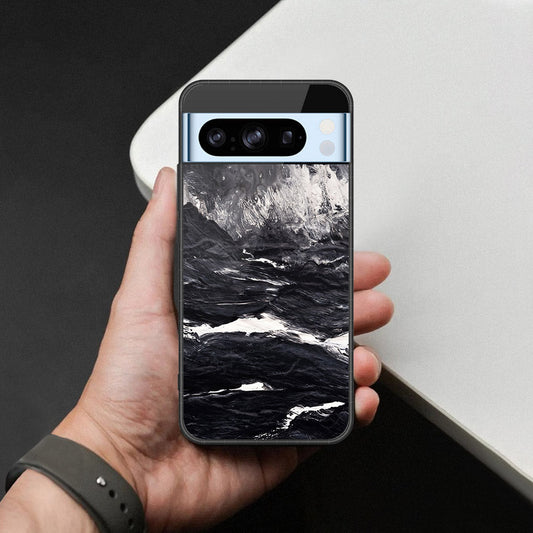 Google Pixel 8 Pro Cover - Black Marble Series  - HQ Ultra Shine Premium Infinity Glass Soft Silicon Borders Case (Fast Delivery)