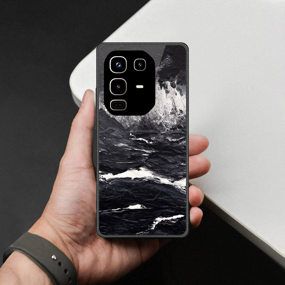 Infinix Note 50 Pro 4G Cover - Black Marble Series - HQ Ultra Shine Premium Infinity Glass Soft Silicon Borders Case (Fast Delivery)