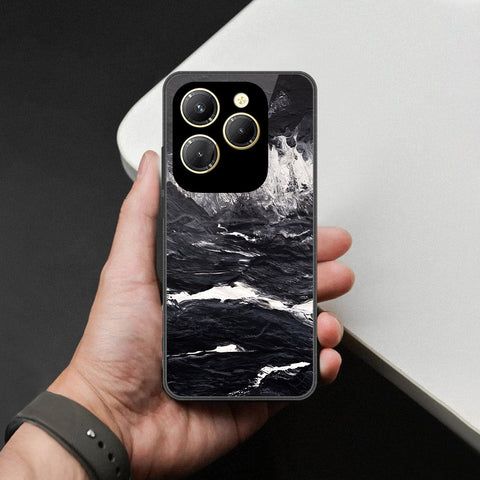 Infinix Hot 40 Cover - Black Marble Series  - HQ Ultra Shine Premium Infinity Glass Soft Silicon Borders Case