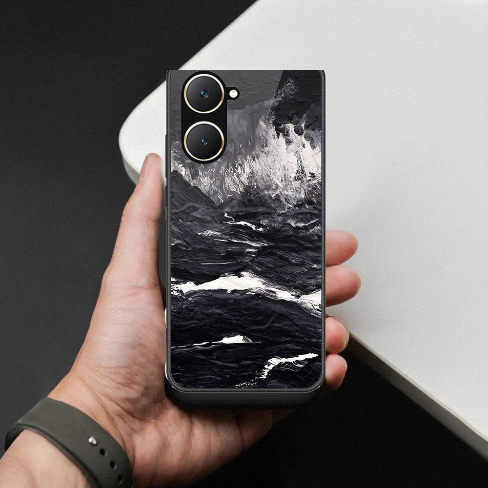 Vivo Y18 Cover - Black Marble Series  - HQ Ultra Shine Premium Infinity Glass Soft Silicon Borders Case (Fast Delivery)