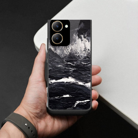 Vivo Y36 4G Cover - Black Marble Series  - HQ Ultra Shine Premium Infinity Glass Soft Silicon Borders Case