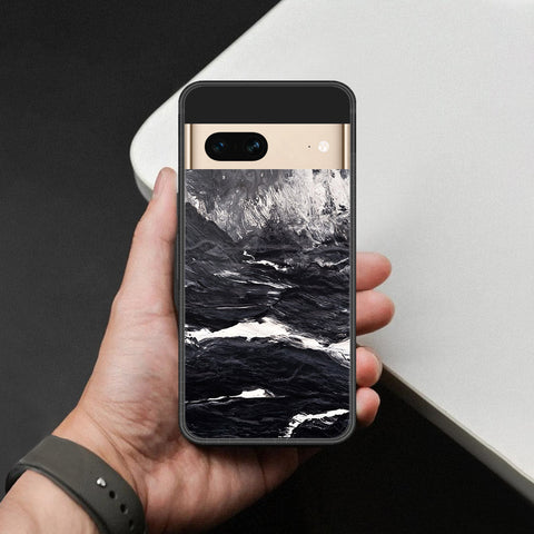 Google Pixel 7 Cover - Black Marble Series  - HQ Ultra Shine Premium Infinity Glass Soft Silicon Borders Case