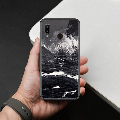 Samsung Galaxy A30 Cover - Black Marble Series  - HQ Ultra Shine Premium Infinity Glass Soft Silicon Borders Case
