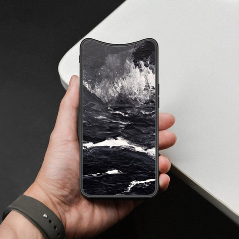 Oppo Find X Cover - Black Marble Series  - HQ Ultra Shine Premium Infinity Glass Soft Silicon Borders Case