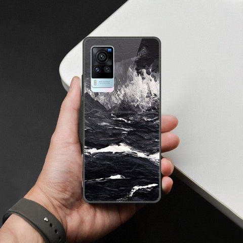 Vivo X60 Pro Cover - Black Marble Series  - HQ Ultra Shine Premium Infinity Glass Soft Silicon Borders Case