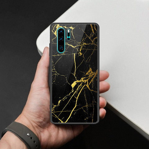 Huawei P30 Pro Cover - Black Marble Series  - HQ Ultra Shine Premium Infinity Glass Soft Silicon Borders Case