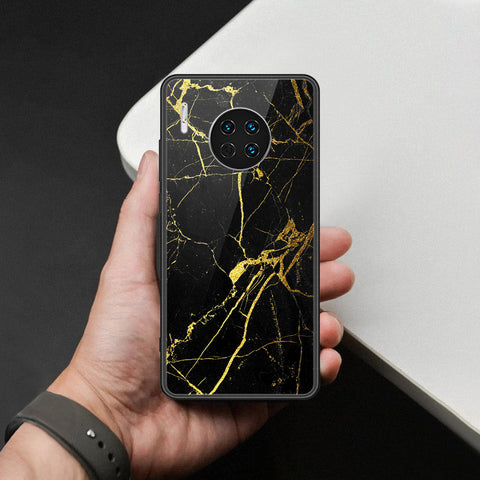 Huawei Mate 30 Cover - Black Marble Series  - HQ Ultra Shine Premium Infinity Glass Soft Silicon Borders Case