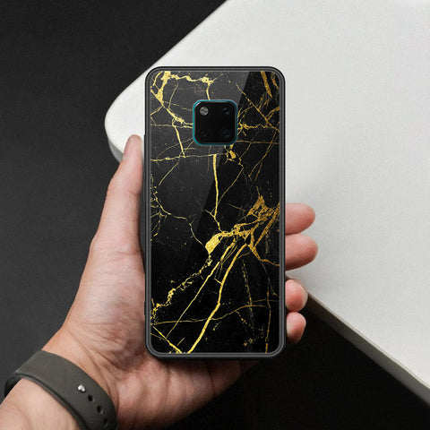 Huawei Mate 20 Pro Cover - Black Marble Series  - HQ Ultra Shine Premium Infinity Glass Soft Silicon Borders Case