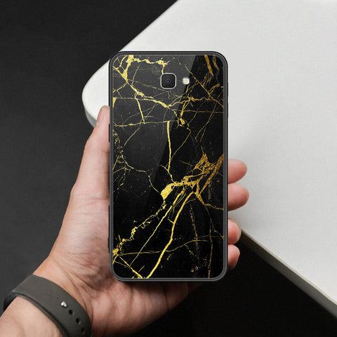 Samsung Galaxy J7 Prime Cover - Black Marble Series  - HQ Ultra Shine Premium Infinity Glass Soft Silicon Borders Case