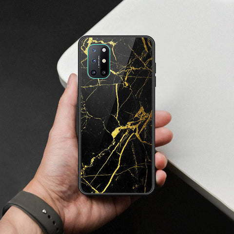 OnePlus 8T Cover - Black Marble Series  - HQ Ultra Shine Premium Infinity Glass Soft Silicon Borders Case