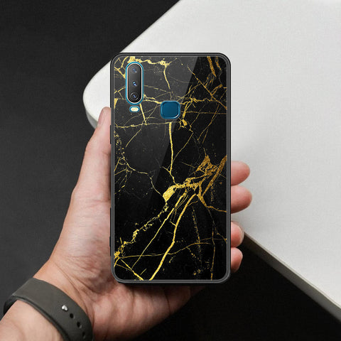 Vivo Y17 Cover - Black Marble Series  - HQ Ultra Shine Premium Infinity Glass Soft Silicon Borders Case