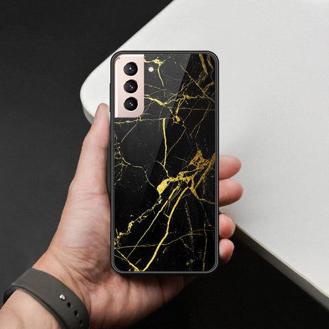 Samsung Galaxy S21 5G Cover - Black Marble Series  - HQ Ultra Shine Premium Infinity Glass Soft Silicon Borders Case
