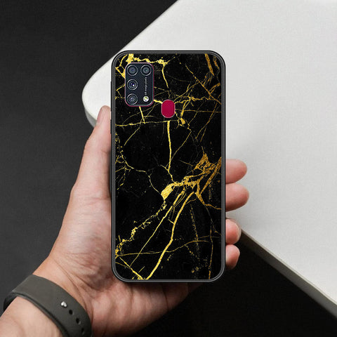 Samsung Galaxy M21s Cover - Black Marble Series  - HQ Ultra Shine Premium Infinity Glass Soft Silicon Borders Case