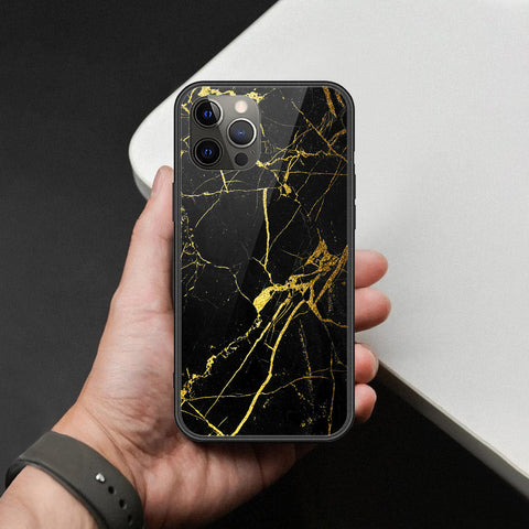 iPhone 12 Pro - Black Marble Series  - HQ Ultra Shine Premium Infinity Glass Soft Silicon Borders Case