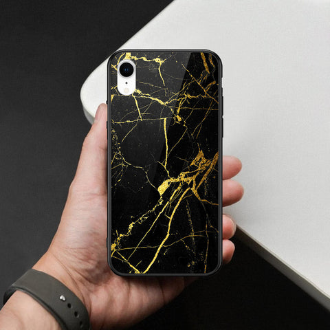 iPhone XR - Black Marble Series  - HQ Ultra Shine Premium Infinity Glass Soft Silicon Borders Case