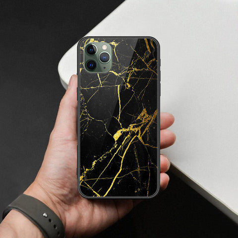 iPhone 11 Pro - Black Marble Series  - HQ Ultra Shine Premium Infinity Glass Soft Silicon Borders Case