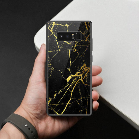 Samsung Galaxy Note 8 Cover - Black Marble Series  - HQ Ultra Shine Premium Infinity Glass Soft Silicon Borders Case