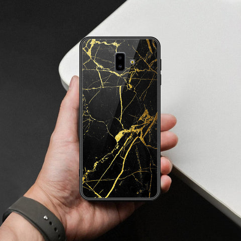 Samsung Galaxy J6 Plus 2018 Cover - Black Marble Series  - HQ Ultra Shine Premium Infinity Glass Soft Silicon Borders Case
