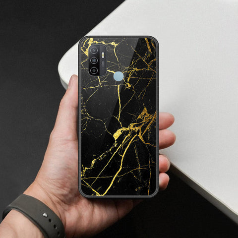 Oppo A53s Cover - Black Marble Series  - HQ Ultra Shine Premium Infinity Glass Soft Silicon Borders Case