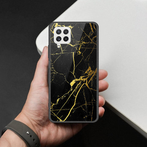 Samsung Galaxy A22 Cover - Black Marble Series  - HQ Ultra Shine Premium Infinity Glass Soft Silicon Borders Case