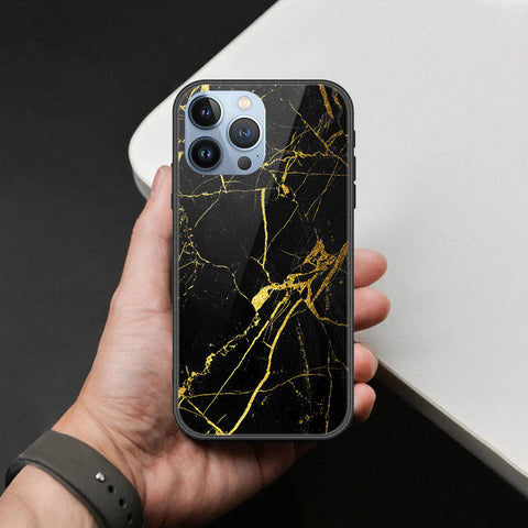 iPhone 13 Pro Max Cover - Black Marble Series  - HQ Ultra Shine Premium Infinity Glass Soft Silicon Borders Case