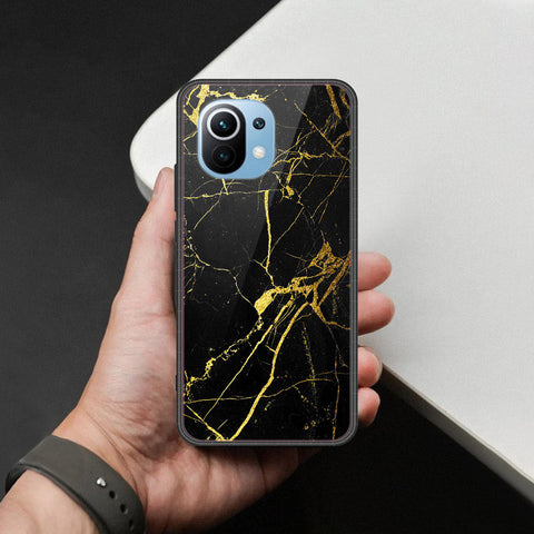 Xiaomi Mi 11 Cover - Black Marble Series  - HQ Ultra Shine Premium Infinity Glass Soft Silicon Borders Case