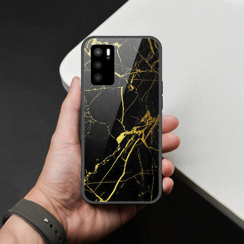Oppo A16 Cover - Black Marble Series  - HQ Ultra Shine Premium Infinity Glass Soft Silicon Borders Case