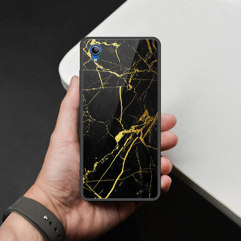 Vivo Y91C Cover - Black Marble Series  - HQ Ultra Shine Premium Infinity Glass Soft Silicon Borders Case
