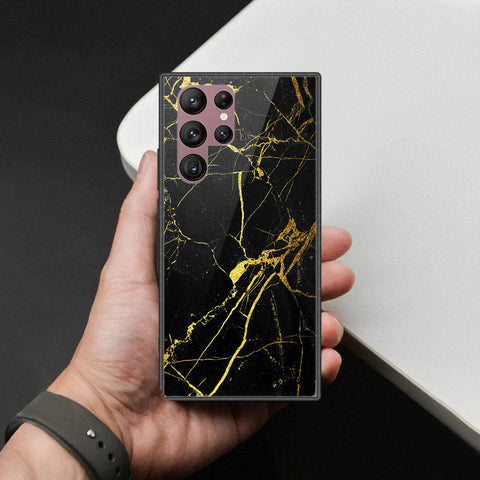 Samsung Galaxy S22 Ultra 5G Cover - Black Marble Series  - HQ Ultra Shine Premium Infinity Glass Soft Silicon Borders Case