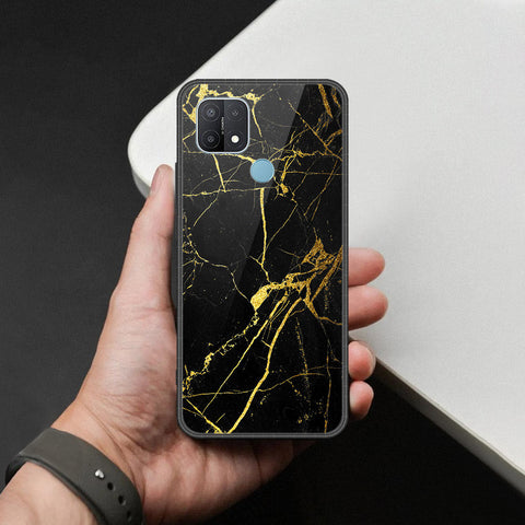 Oppo A35 Cover - Black Marble Series  - HQ Ultra Shine Premium Infinity Glass Soft Silicon Borders Case