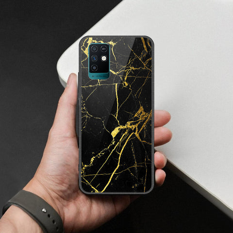 Infinix Note 10 Cover - Black Marble Series  - HQ Ultra Shine Premium Infinity Glass Soft Silicon Borders Case