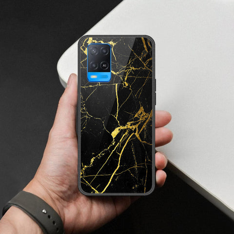 Oppo A54 4G Cover - Black Marble Series  - HQ Ultra Shine Premium Infinity Glass Soft Silicon Borders Case