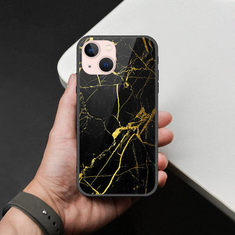 iPhone 14 - Black Marble Series  - HQ Ultra Shine Premium Infinity Glass Soft Silicon Borders Case
