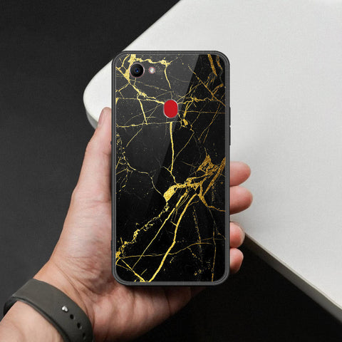 Oppo F7 Cover - Black Marble Series  - HQ Ultra Shine Premium Infinity Glass Soft Silicon Borders Case