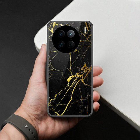 Vivo X90 Pro Cover - Black Marble Series  - HQ Ultra Shine Premium Infinity Glass Soft Silicon Borders Case