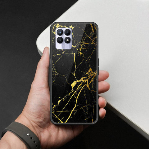 Realme 8i Cover - Black Marble Series  - HQ Ultra Shine Premium Infinity Glass Soft Silicon Borders Case