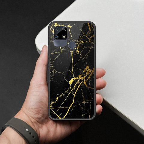 Realme Narzo 30 Cover - Black Marble Series  - HQ Ultra Shine Premium Infinity Glass Soft Silicon Borders Case