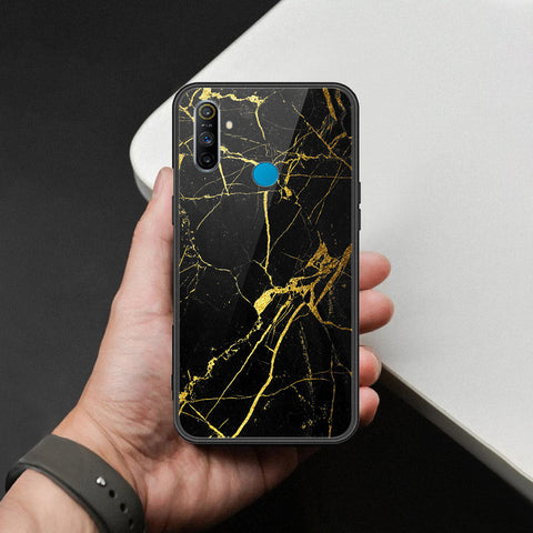 Realme C3 Cover - Black Marble Series  - HQ Ultra Shine Premium Infinity Glass Soft Silicon Borders Case