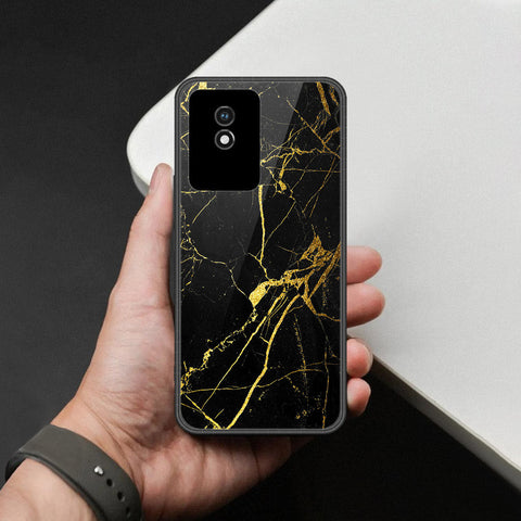 Vivo Y02t Cover - Black Marble Series  - HQ Ultra Shine Premium Infinity Glass Soft Silicon Borders Case