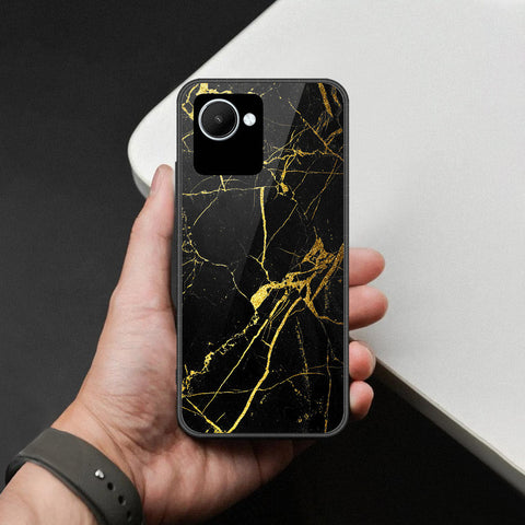 Realme C30 Cover - Black Marble Series  - HQ Ultra Shine Premium Infinity Glass Soft Silicon Borders Case