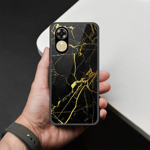 Oppo A17k Cover - Black Marble Series  - HQ Ultra Shine Premium Infinity Glass Soft Silicon Borders Case