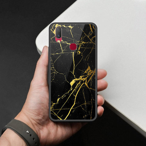 Vivo Y11 2019 Cover - Black Marble Series  - HQ Ultra Shine Premium Infinity Glass Soft Silicon Borders Case